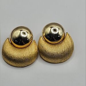 Vintage BJI Gold Tone Pierced Ears Earrings Retro Y2K Classic Signed Designer